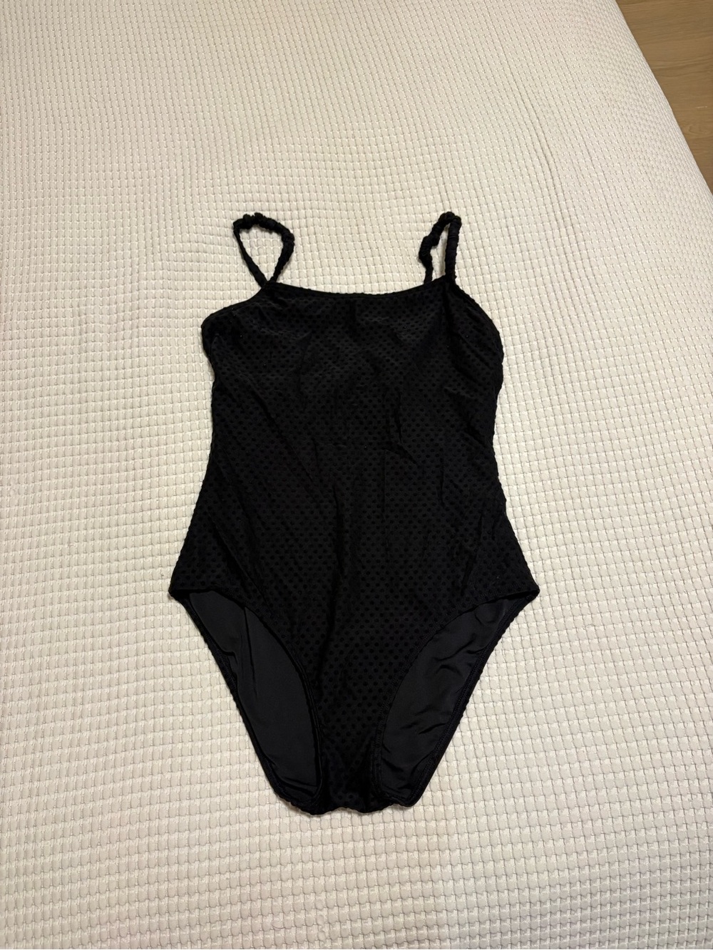 La Vie En Rose Black One-Piece Swimsuit with Textured Dots
